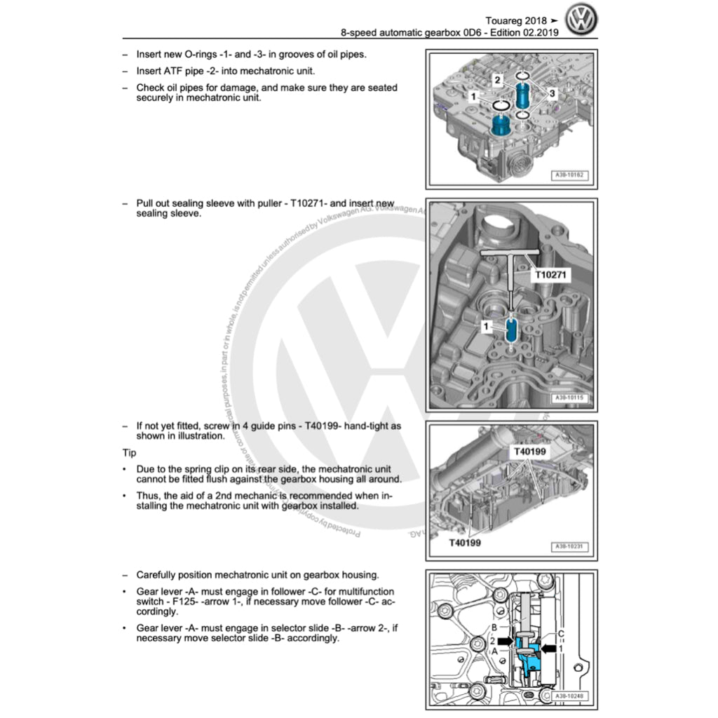 VW AUTOMATIC TRANSMISSION SERVICE REPAIR WORKSHOP MANUAL
