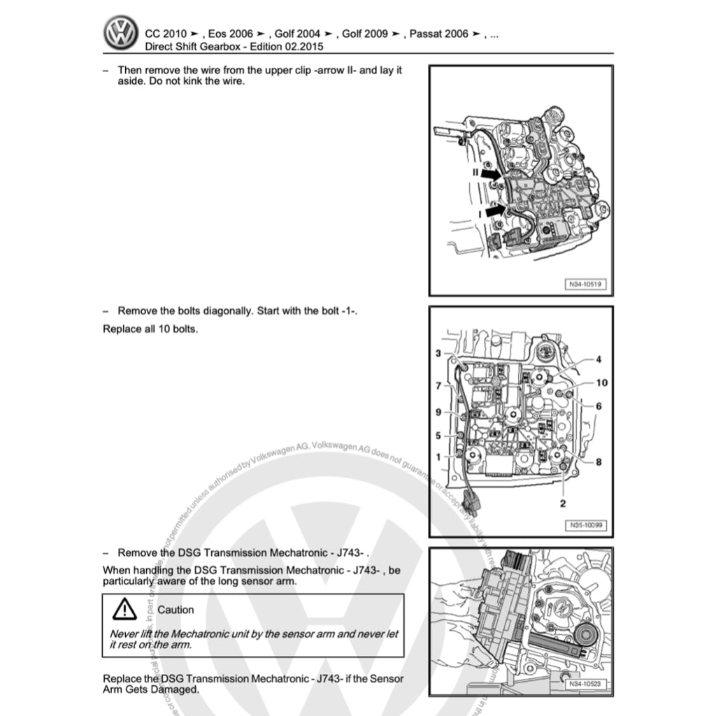 VW AUTOMATIC TRANSMISSION SERVICE REPAIR WORKSHOP MANUAL