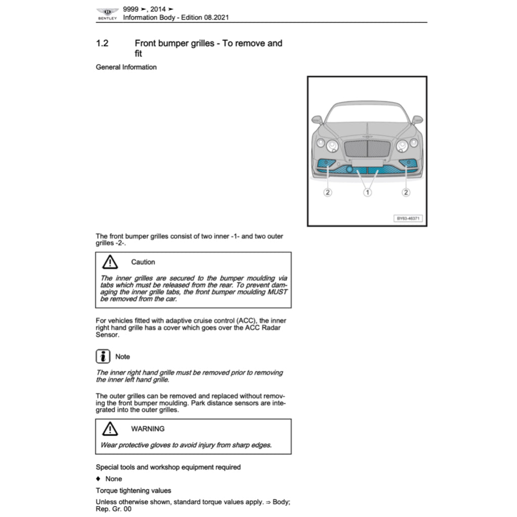 BENTLEY CONTINENTAL GTC V8 (2012-2018) SERVICE WORKSHOP MANUAL