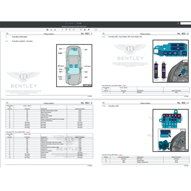 BENTLEY CONTINENTAL GT V8 / W12 (2019-2023) ELECTRICAL WIRING DIAGRAMS