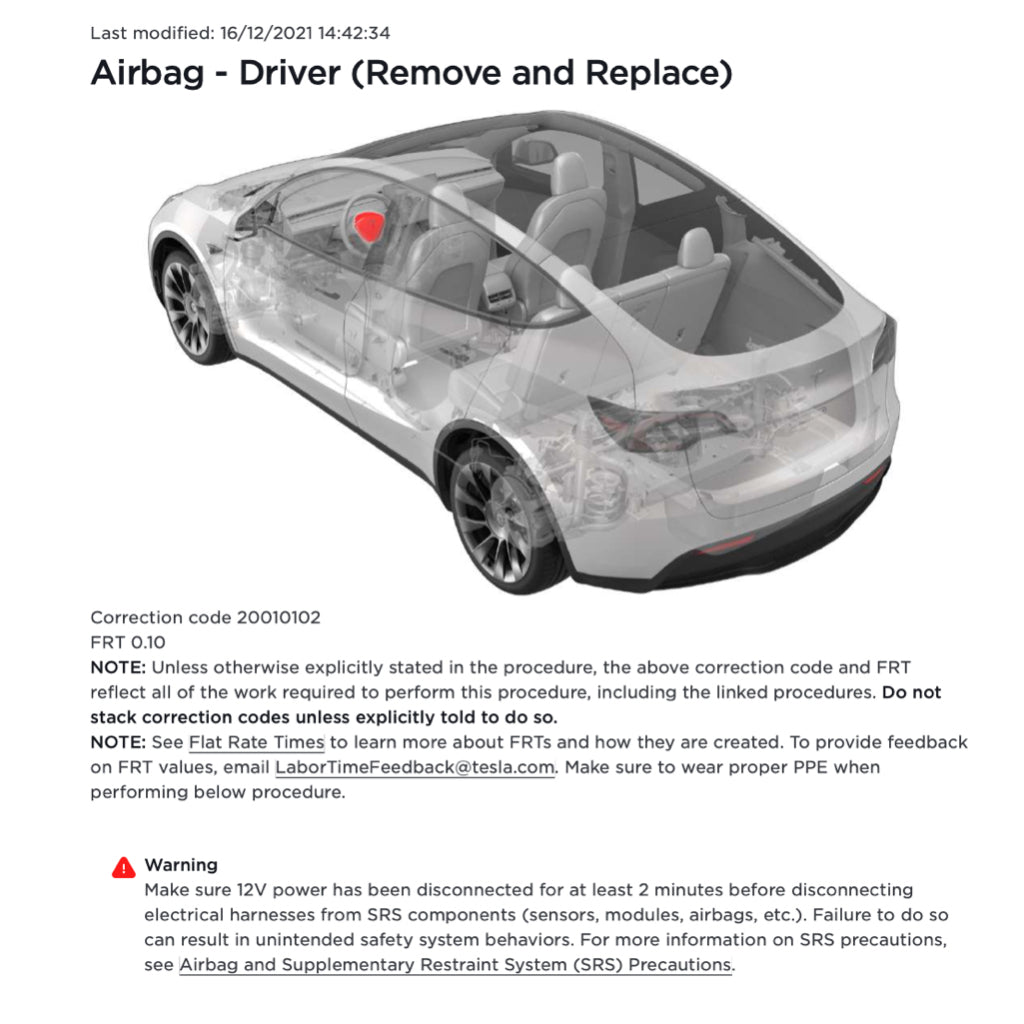 TESLA MODEL Y (2020+) SERVICE WORKSHOP MANUAL