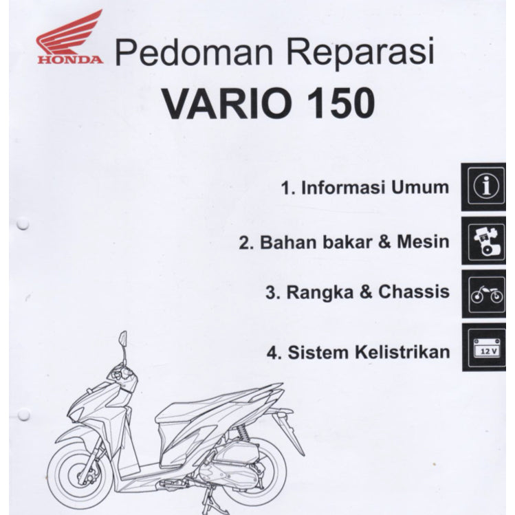 HONDA VARIO 150 VARIO150 CBT (2018+) SERVICE WORKSHOP MANUAL + PARTS CATALOGUE + OWNER'S MANUAL - BAHASA INDONESIA