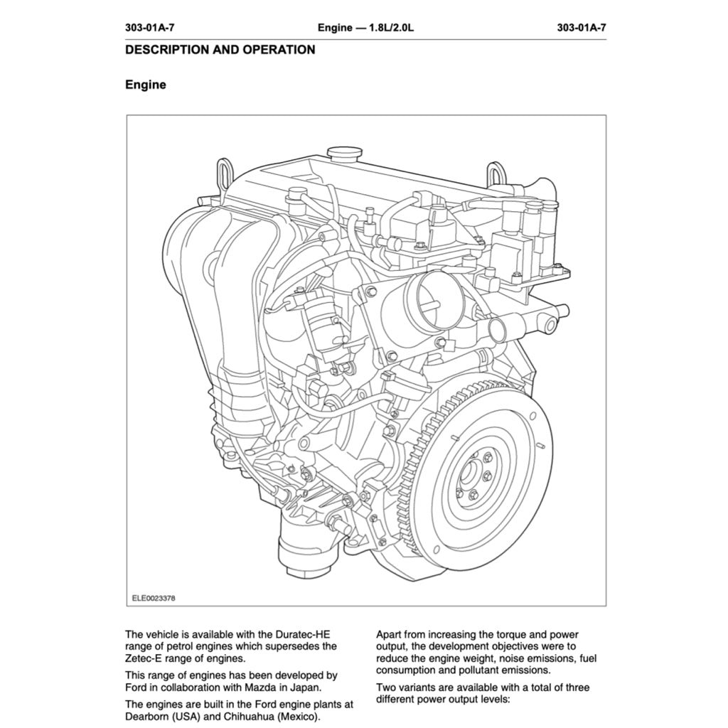 FORD MONDEO MK3 (2000-2007) SERVICE WORKSHOP MANUAL