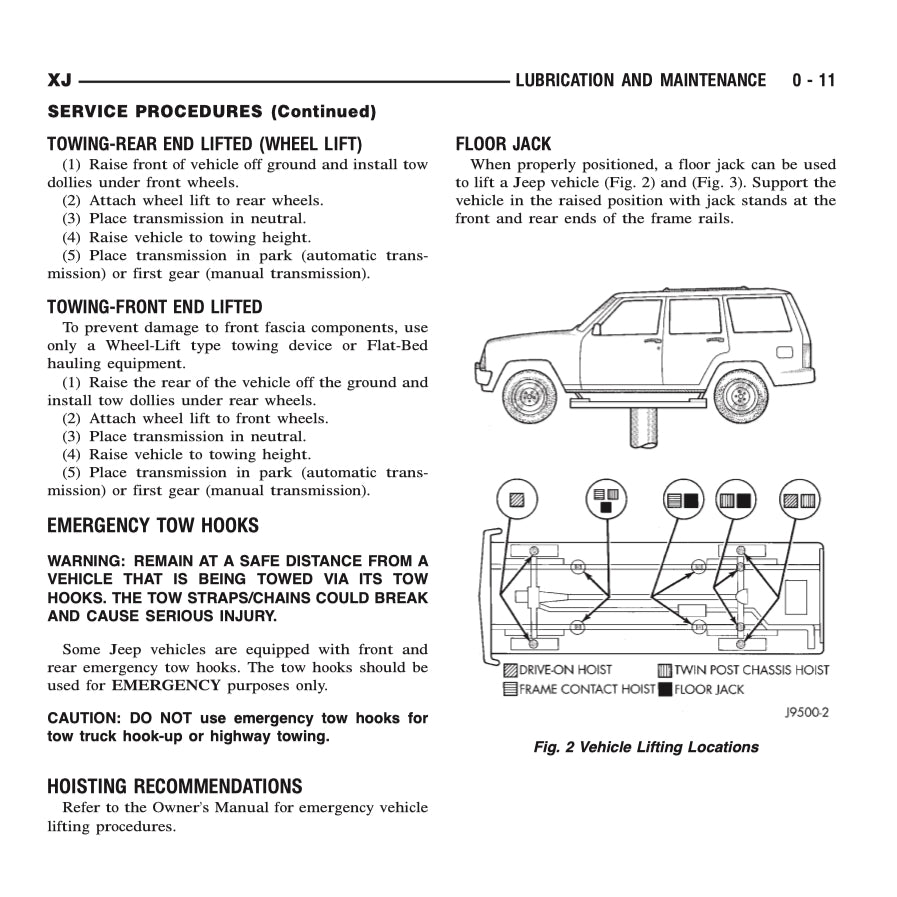 JEEP CHEROKEE XJ (1995-2001) SERVICE WORKSHOP MANUAL
