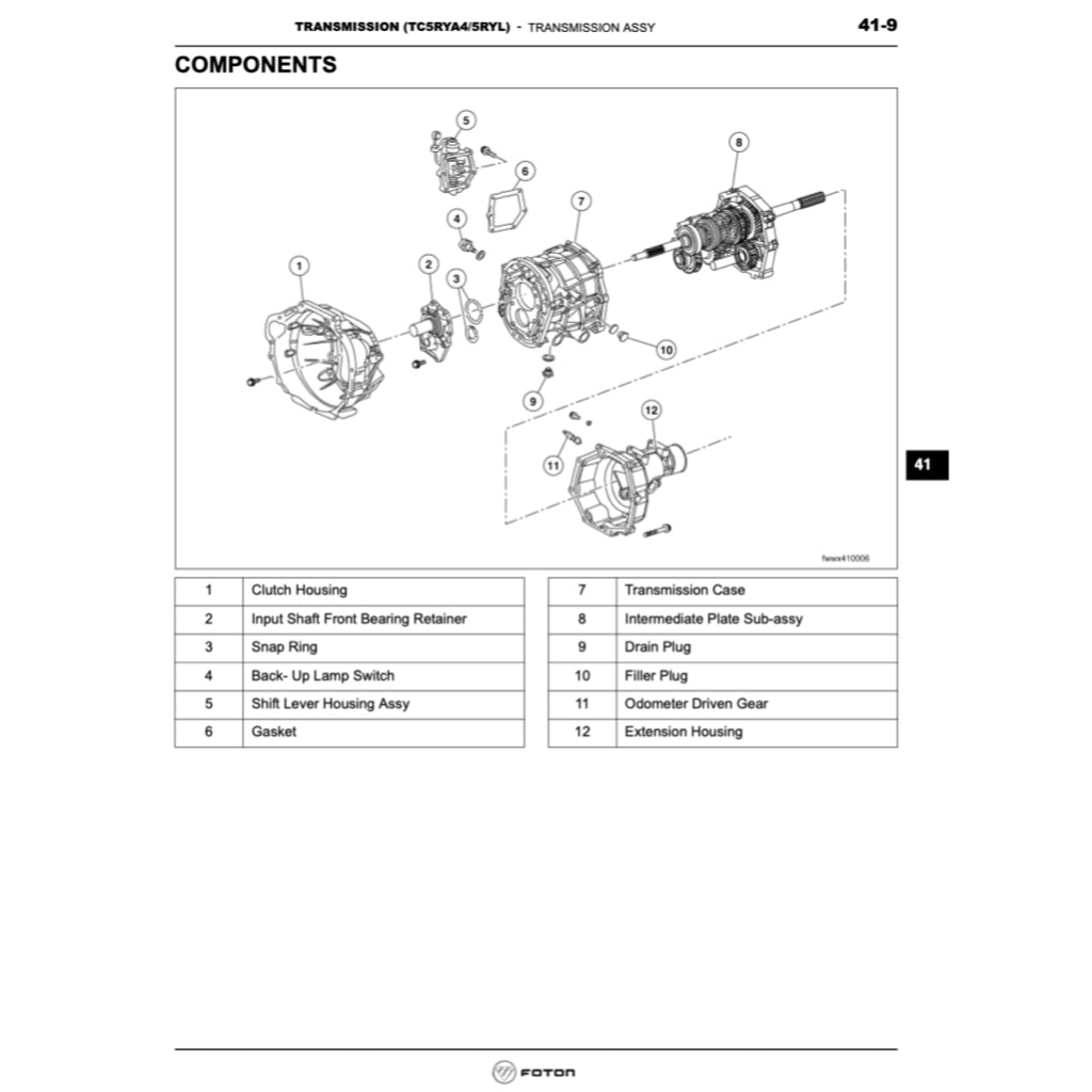 FOTON VIEW C2 (2011-2016) SERVICE WORKSHOP MANUAL