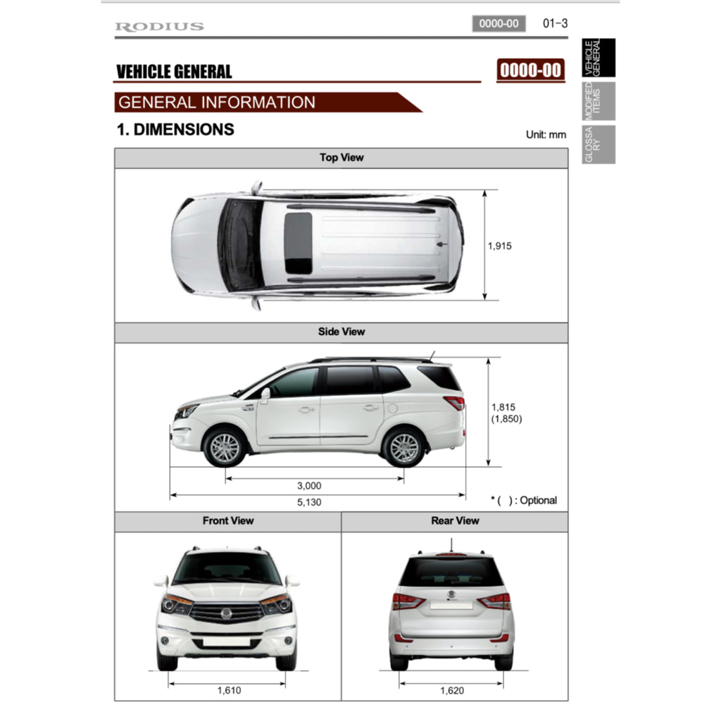 SSANGYONG RODIUS/STAVIC II A150 (2013-2018) SERVICE WORKSHOP MANUAL