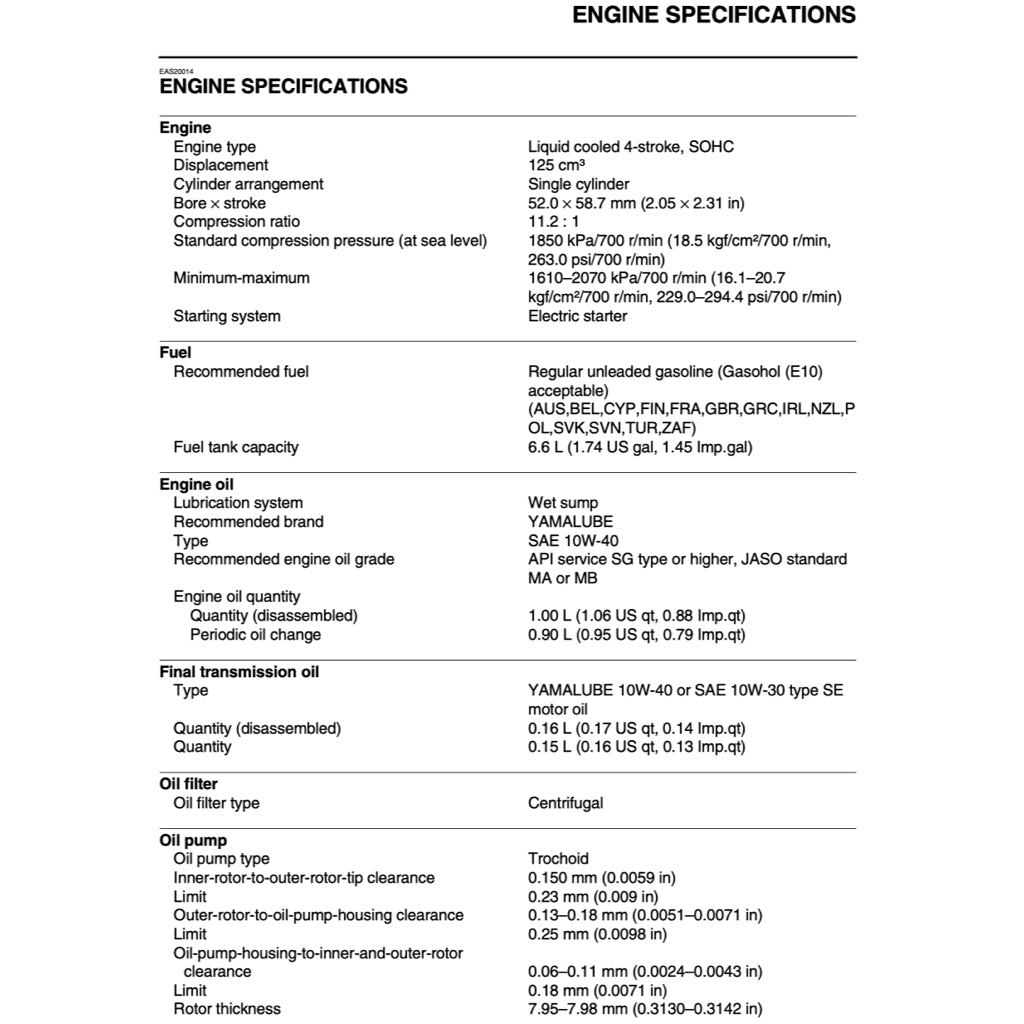 N-MAX YAMAHA NMAX GPD125 (2015-2021) SERVICE WORKSHOP MANUAL + OWNER'S MANUAL
