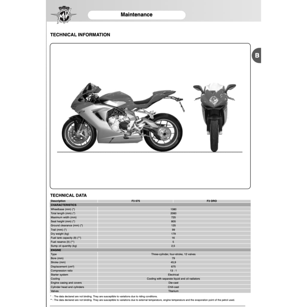 MV AGUSTA F3 675 (2012-2021) SERVICE WORKSHOP MANUAL + PARTS CATALOGUE +OWNER'S MANUAL