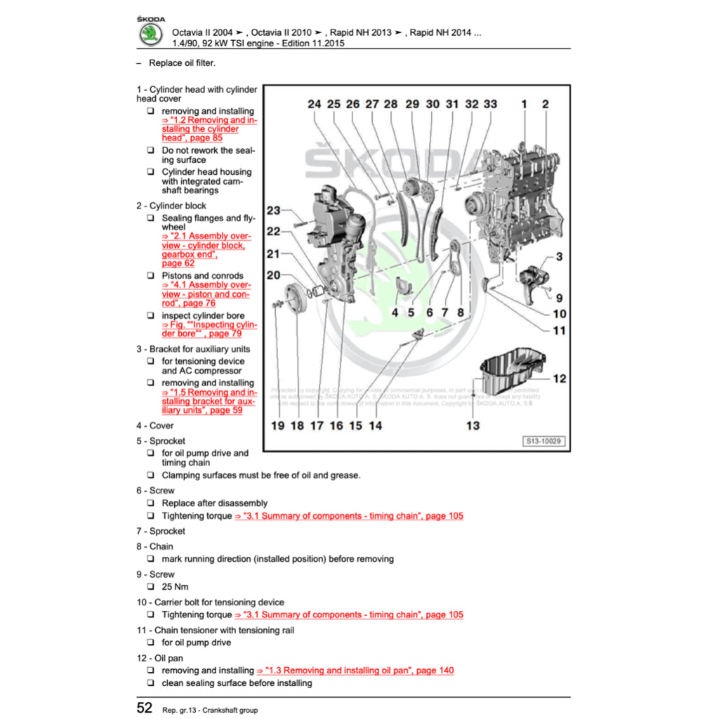 SKODA OCTAVIA 1Z (2004-2013) SERVICE WORKSHOP MANUAL