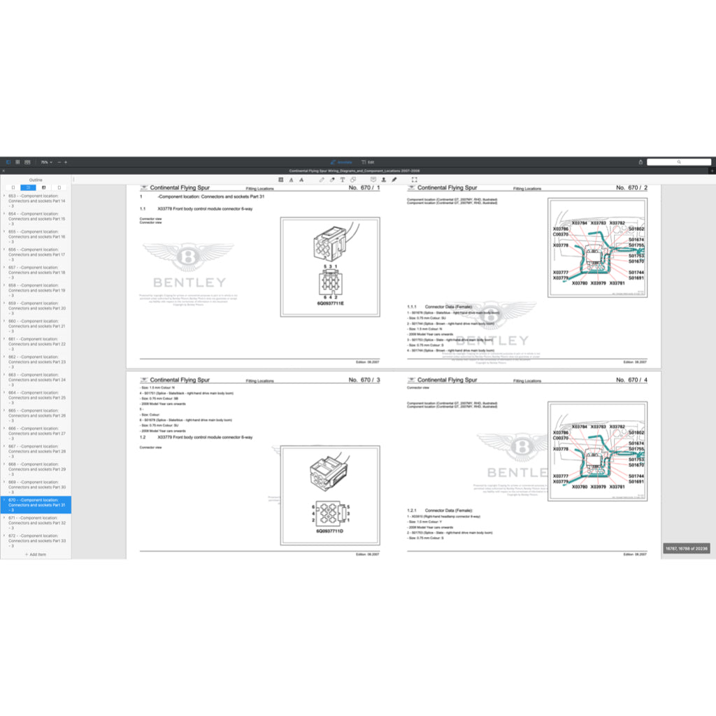 BENTLEY CONTINENTAL FLYING SPUR W12 (2005-2013) ELECTRICAL WIRING DIAGRAMS