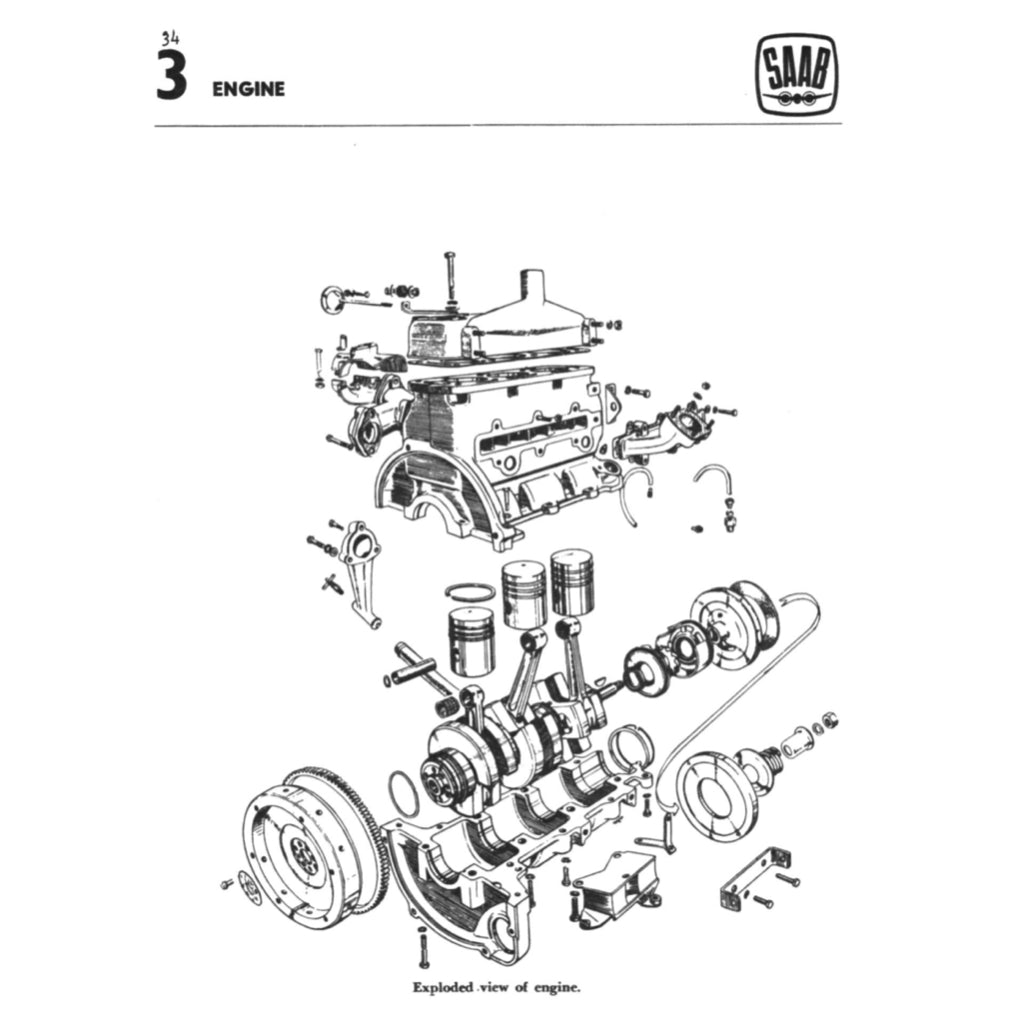 SAAB 95/96/MONTECARLO (1960-1967) SERVICE WORKSHOP MANUAL + PARTS CATLOGUE