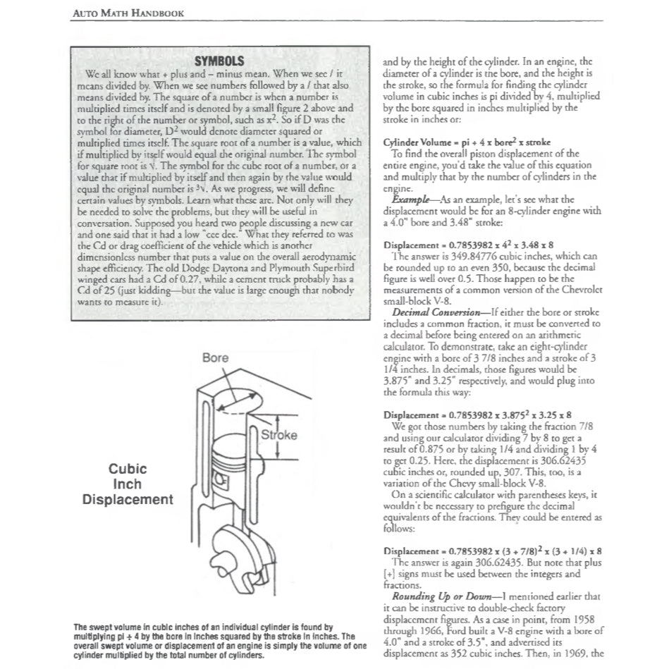 AUTO MATH HANDBOOK, John Lawlor & Bill Hancock Ed. 2011
