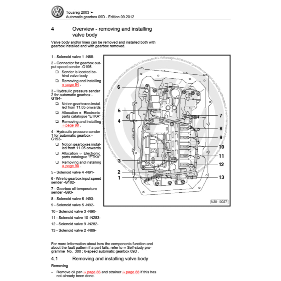 VW AUTOMATIC TRANSMISSION SERVICE REPAIR WORKSHOP MANUAL