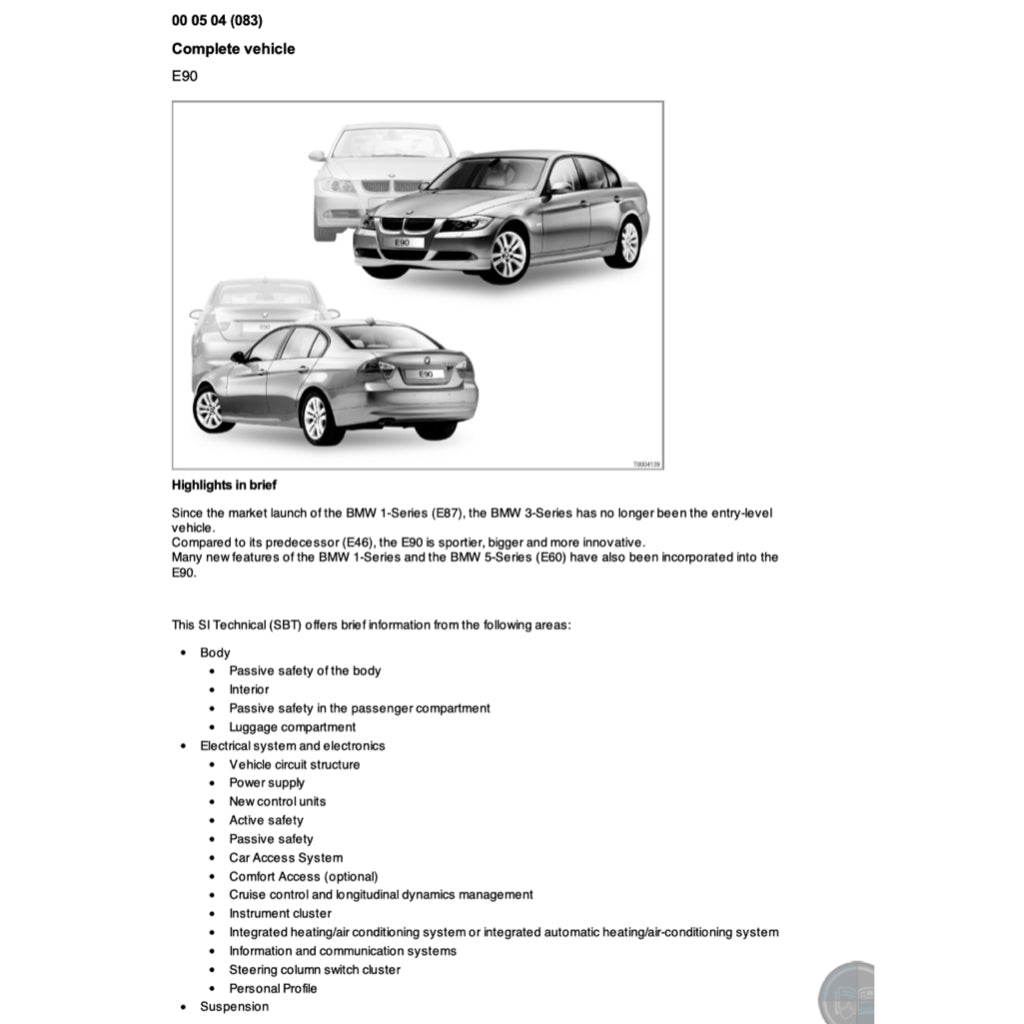 BMW E90 320i (2004-2013) SERVICE WORKSHOP MANUAL