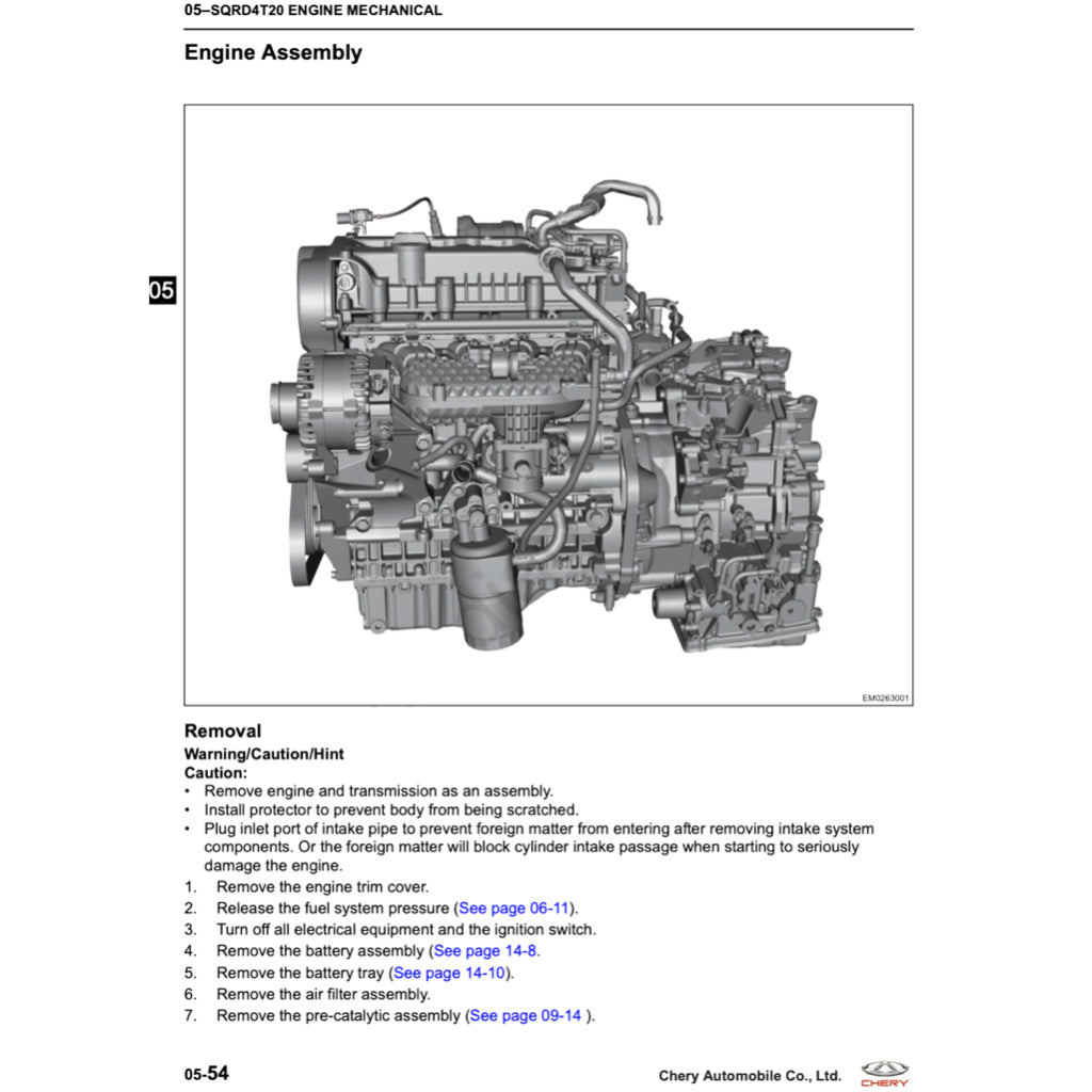 CHERY TIGGO 8 PRO (2020+) SERVICE WORKSHOP MANUAL