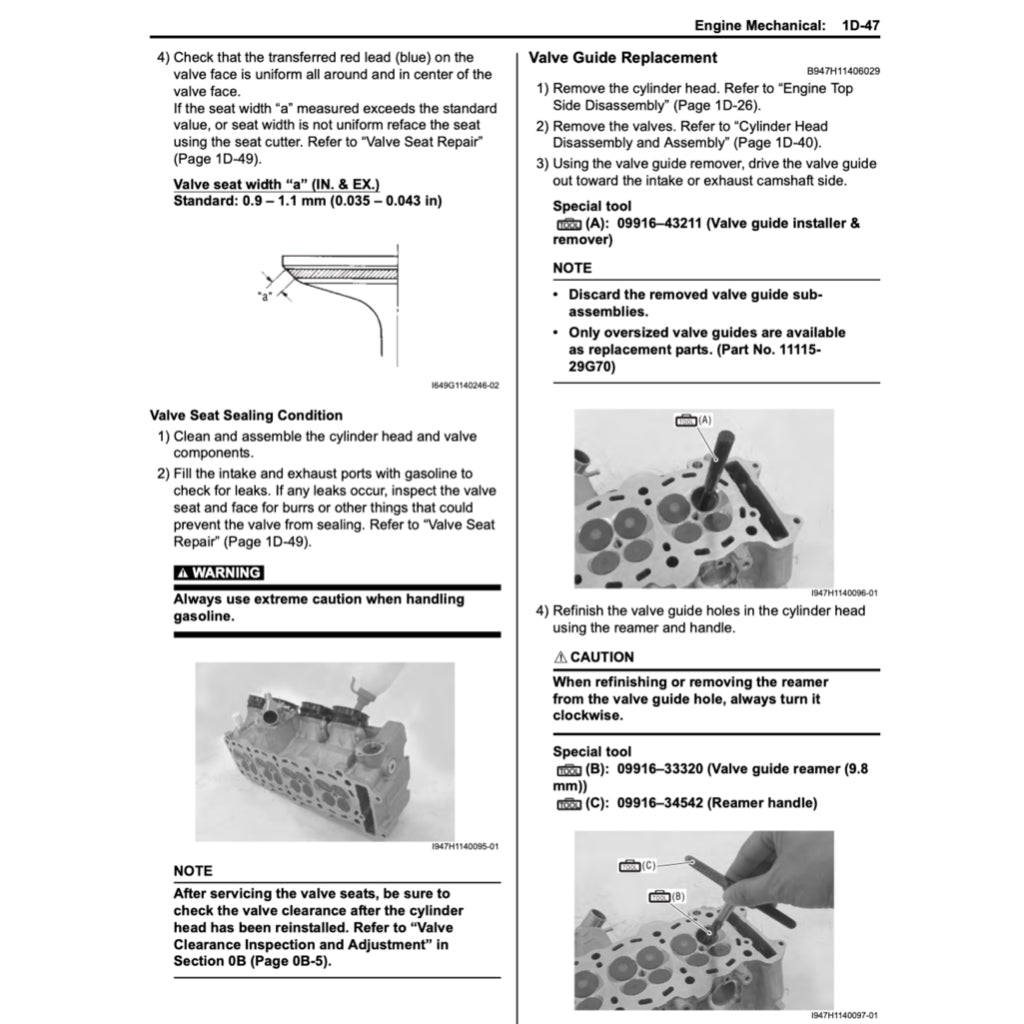 SUZUKI GSX-R 1000 K9/L0/L1 (2009-2016) SERVICE WORKSHOP MANUAL