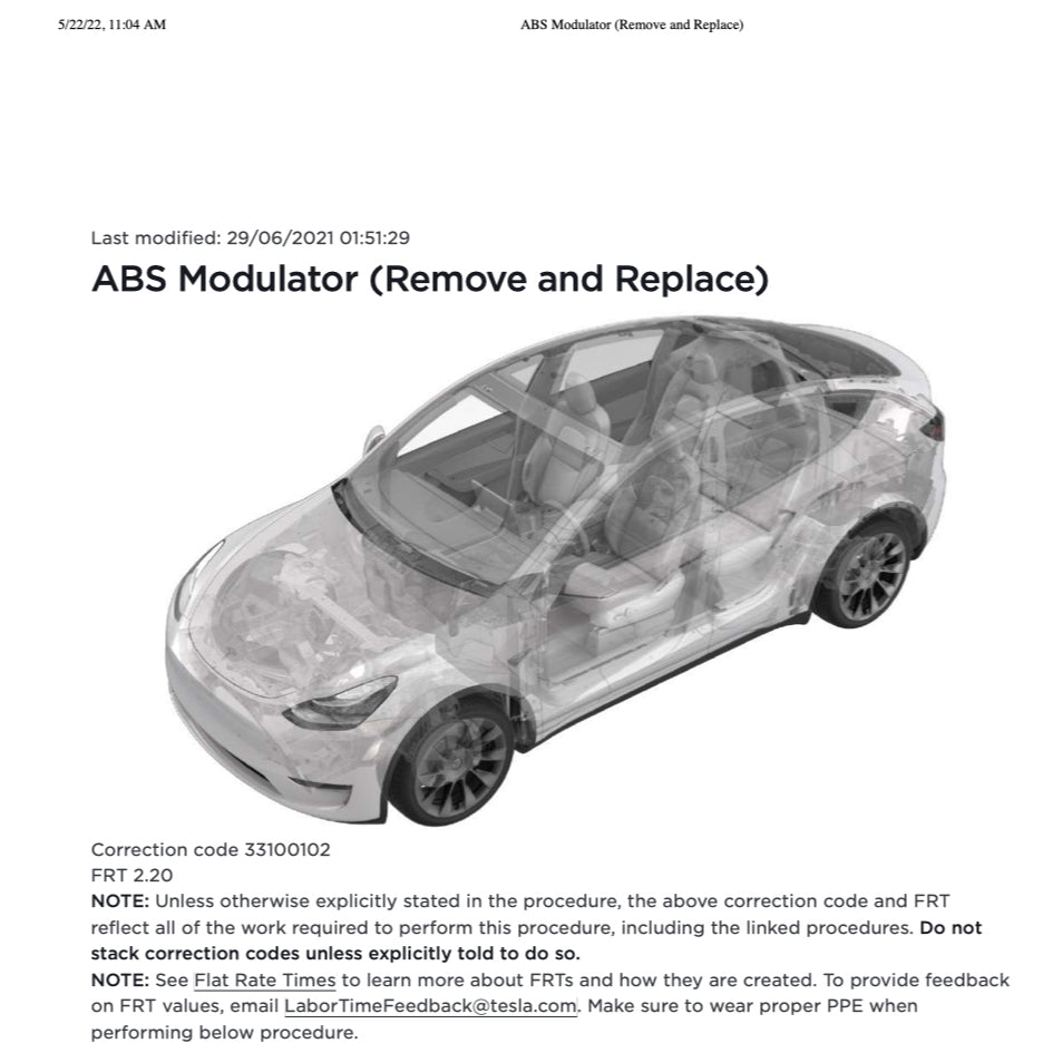 TESLA MODEL Y (2020+) SERVICE WORKSHOP MANUAL