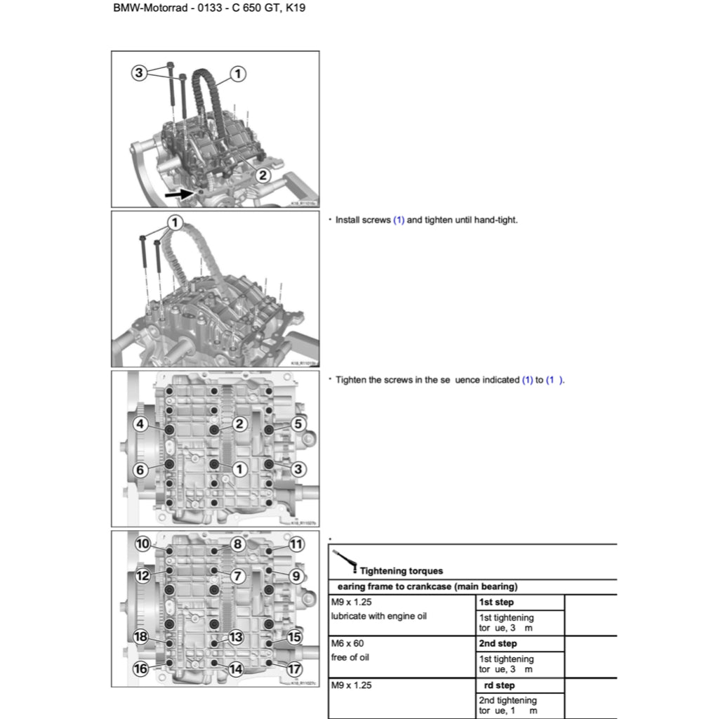 BMW C650GT K19 (2012-2020) SERVICE WORKSHOP MANUAL + PARTS CATALOGUE + RIDER'S MANUAL