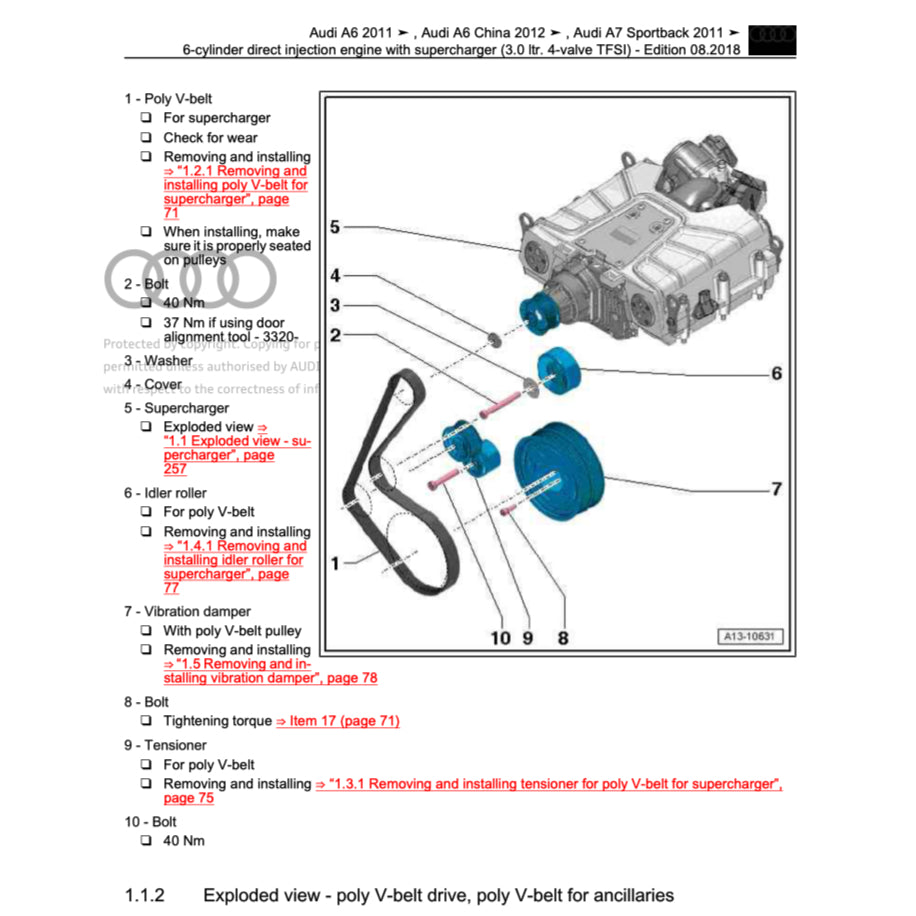 AUDI A7 4G8 (2011-2018) SERVICE WORKSHOP MANUAL