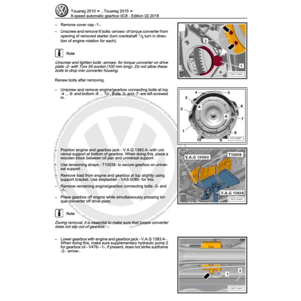 VW AUTOMATIC TRANSMISSION SERVICE REPAIR WORKSHOP MANUAL