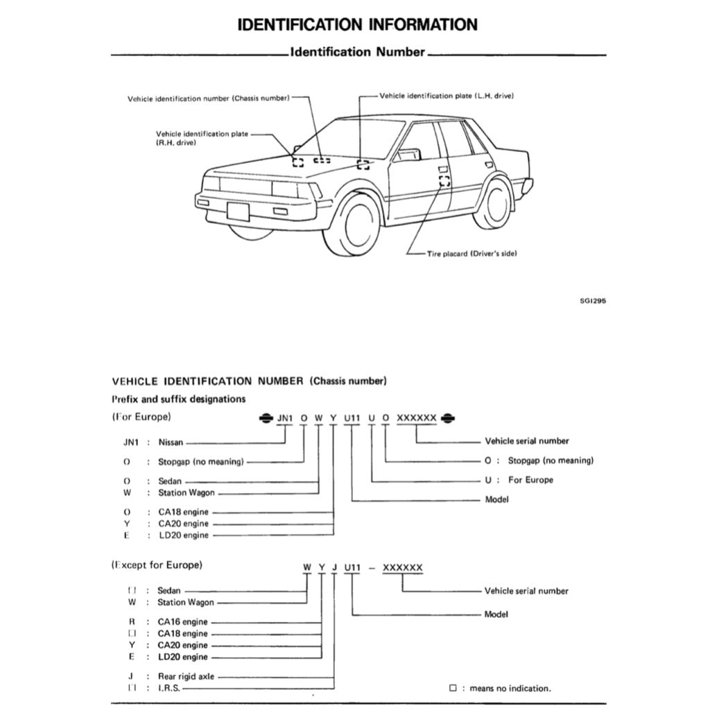 NISSAN BLUEBIRD U11 (1983-1988) SERVICE WORKSHOP MANUAL