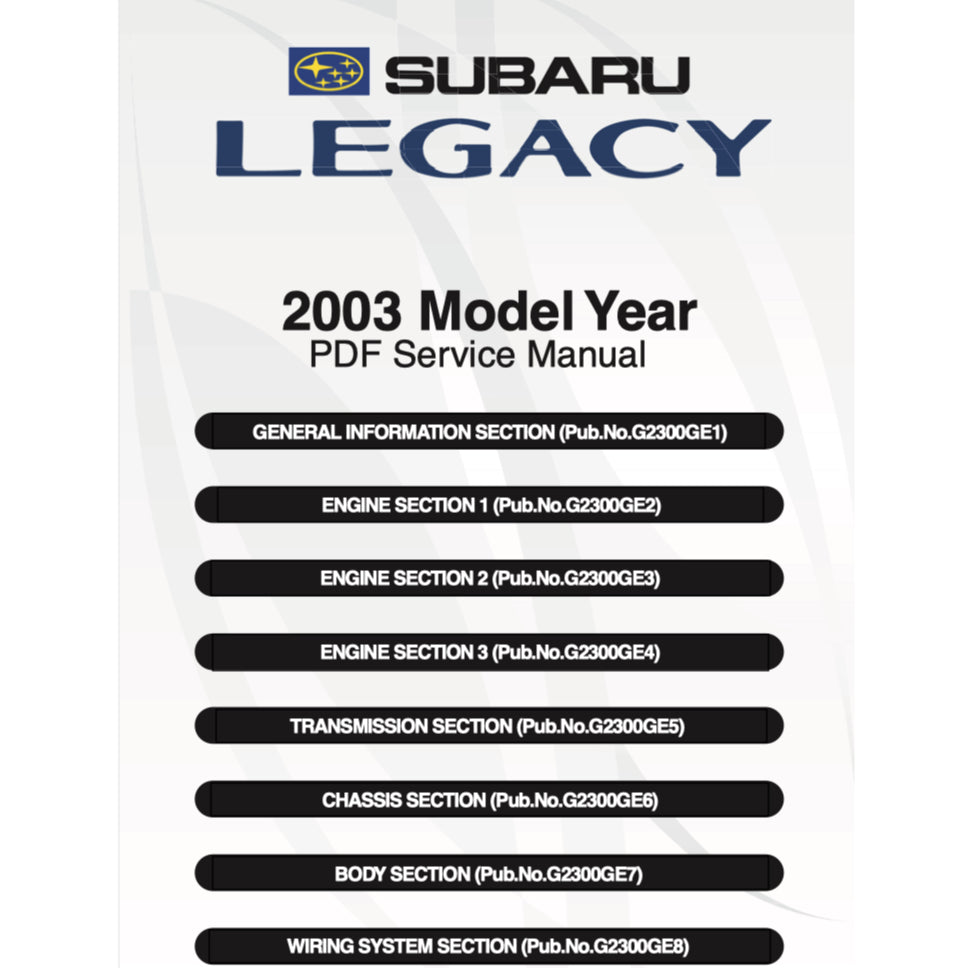 SUBARU LEGACY BE/BH (1999-2004) SERVICE WORKSHOP MANUAL