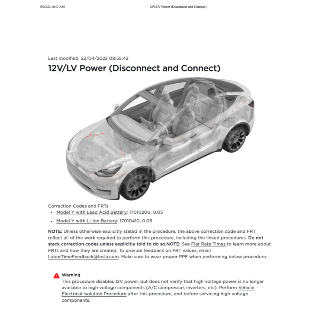 TESLA MODEL Y (2020+) SERVICE WORKSHOP MANUAL