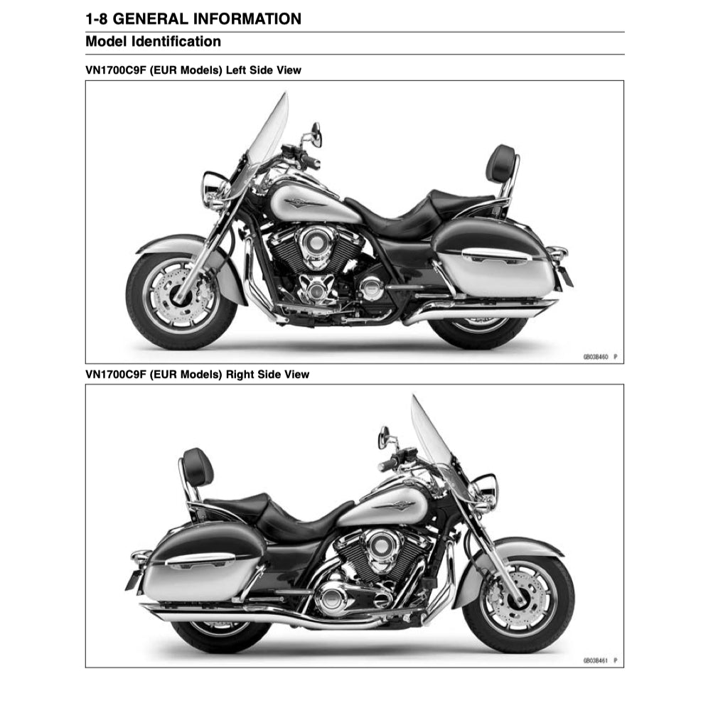 KAWASAKI VULCAN 1700 VN1700 (2009-2017) SERVICE WORKSHOP MANUAL + PARTS CATALOGUE + OWNER'S MANUAL