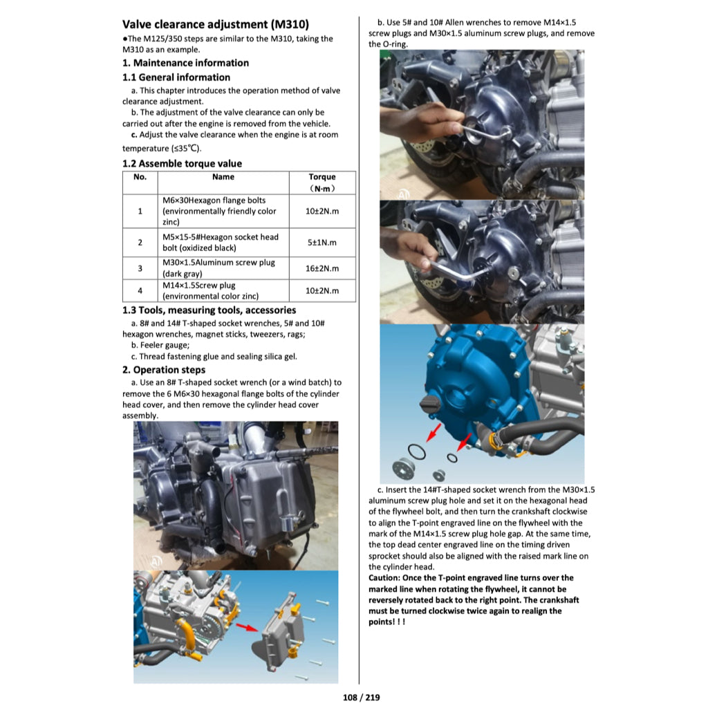 ZONTES M125 / M310 / M350 / M350E (2021-2023) SERVICE MAINTENANCE MANUAL
