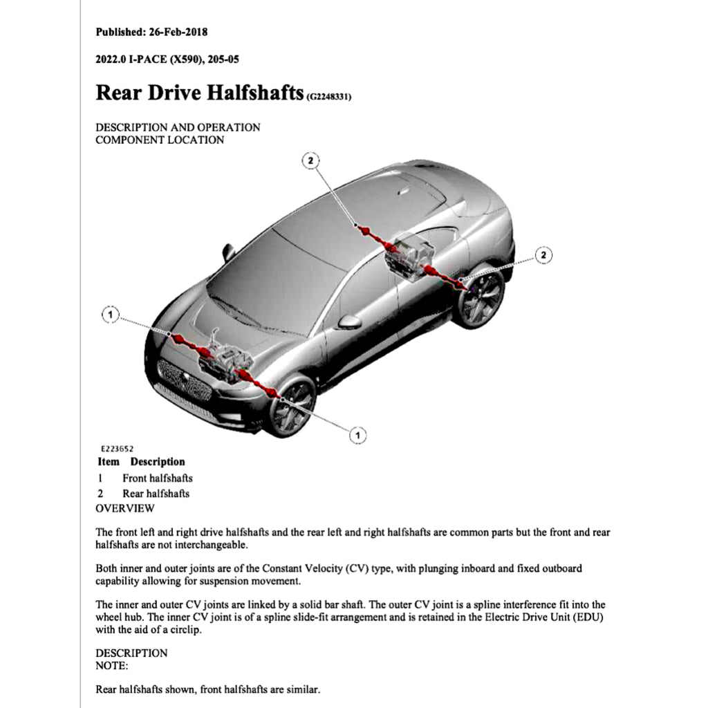 JAGUAR I-PACE EV400 X590 (2018+) FACTORY SERVICE WORKSHOP MANUAL