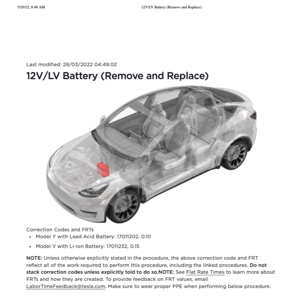 TESLA MODEL Y (2020+) SERVICE WORKSHOP MANUAL