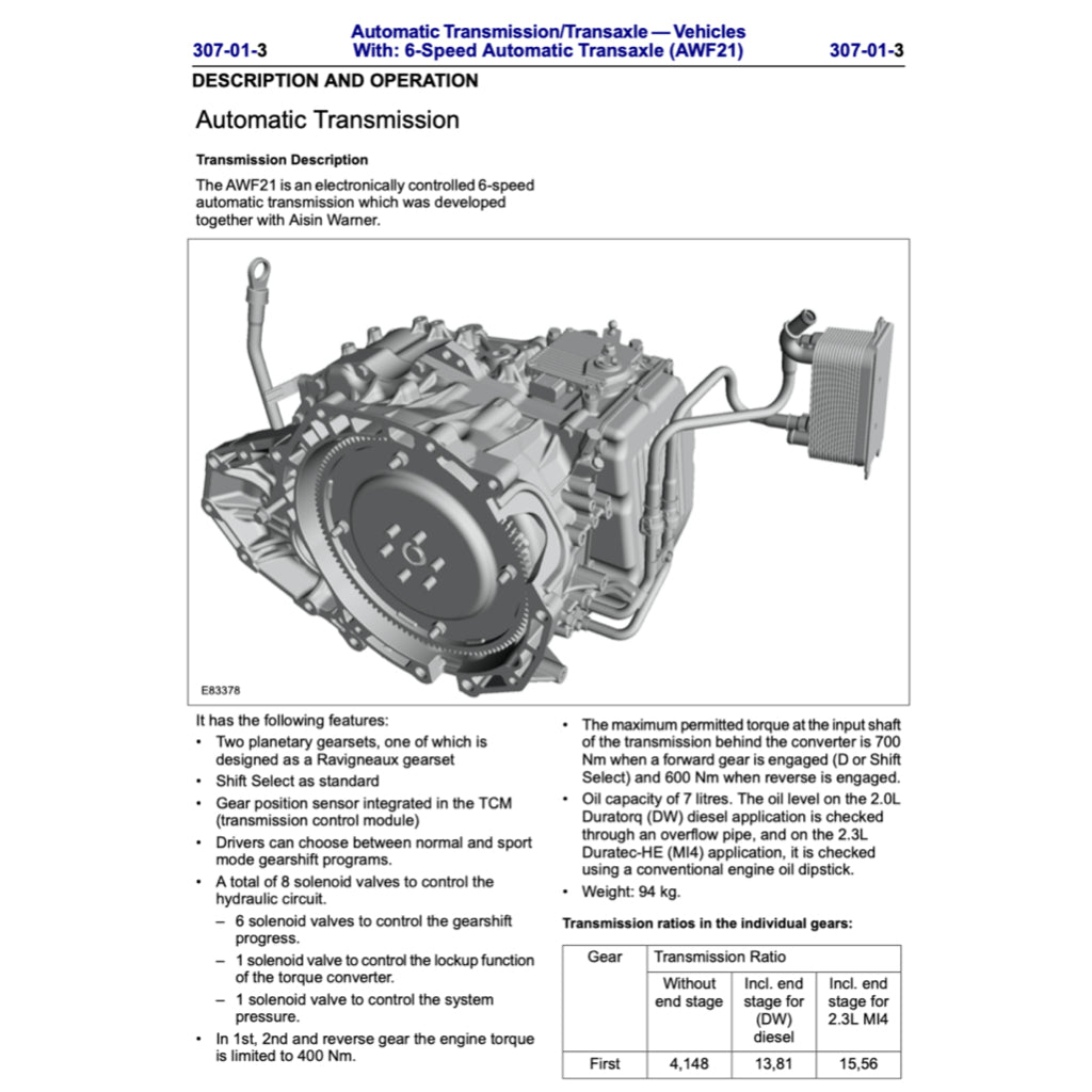 FORD MONDEO MK4 (2007-2014) SERVICE WORKSHOP MANUAL