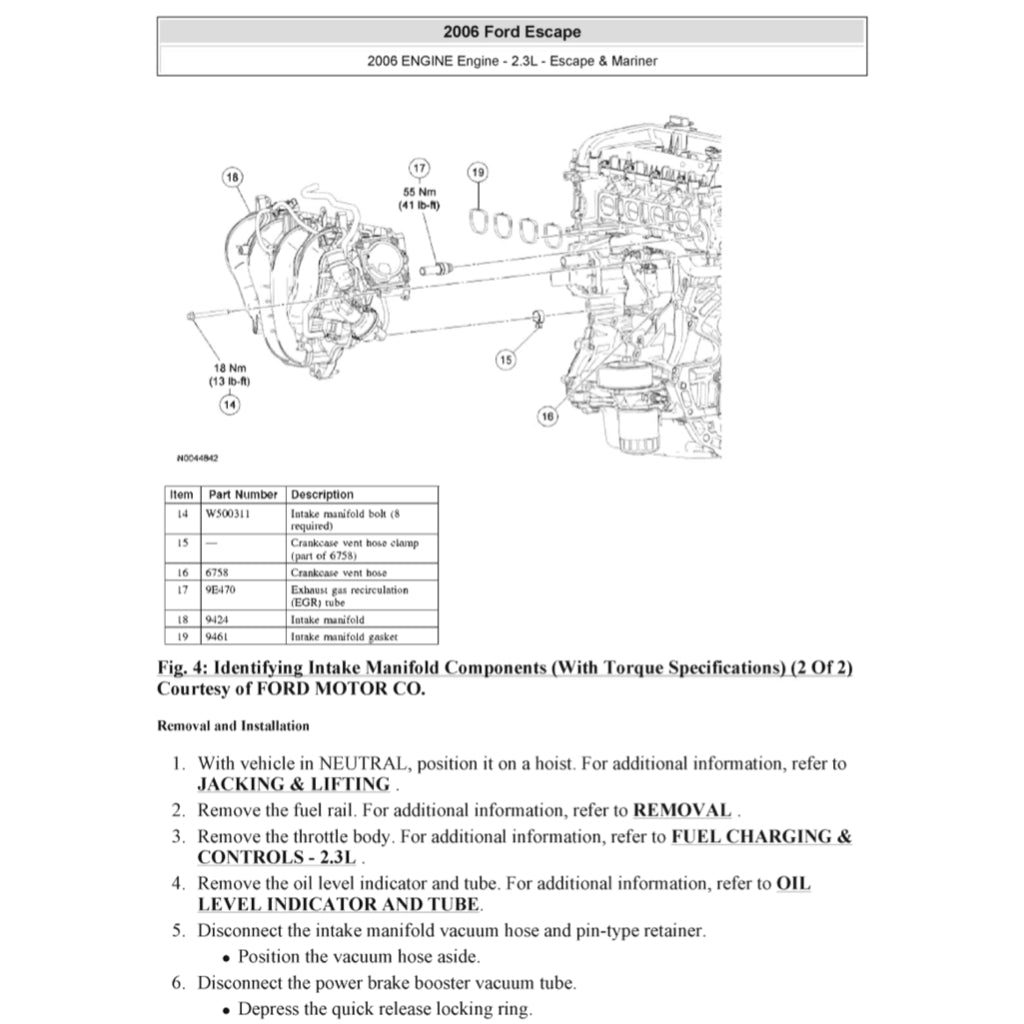 FORD ESCAPE MK1 (2001-2007) SERVICE WORKSHOP MANUAL