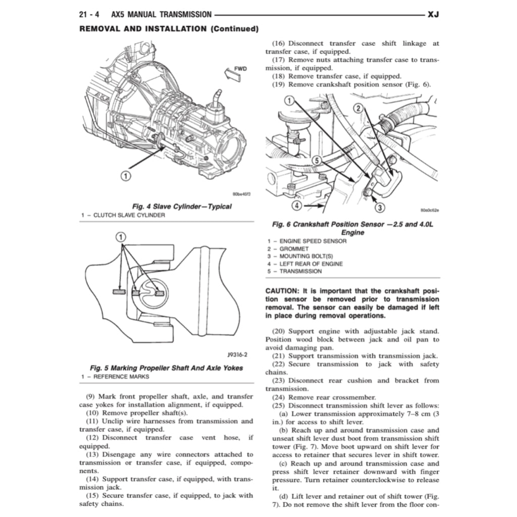 JEEP CHEROKEE XJ (1995-2001) SERVICE WORKSHOP MANUAL