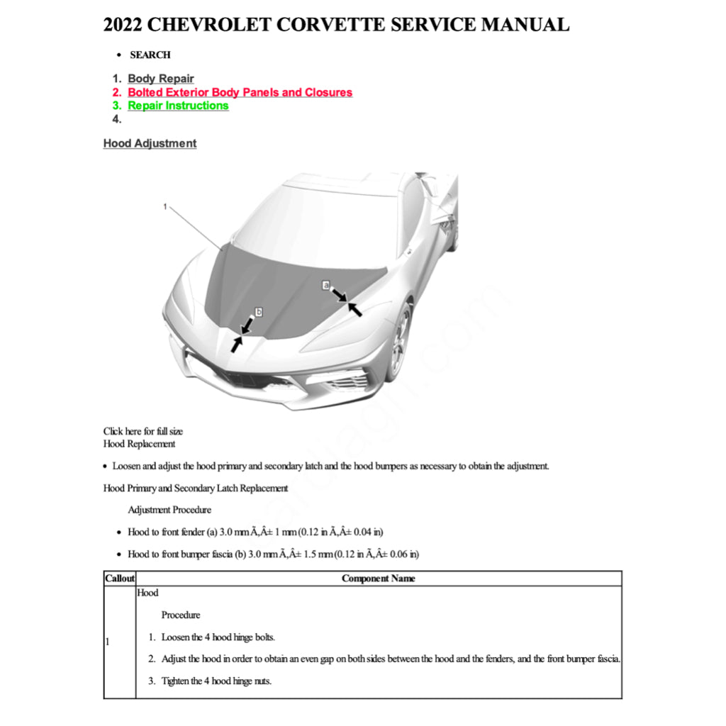 CHEVROLET CORVETTE C8 STRINGRAY / E-RAY (2020+) SERVICE WORKSHOP MANUAL