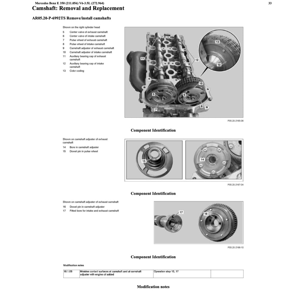MERCEDES-BENZ E-CLASS W211 E350 M272 (2002-2009) SERVICE WORKSHOP MANUAL
