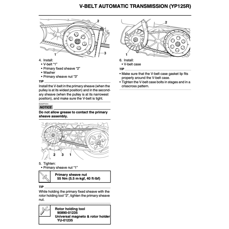 X-MAX YAMAHA XMAX 125/250 YP125R/250R (2010-2013) SERVICE WORKSHOP MANUAL + OWNER'S MANUAL