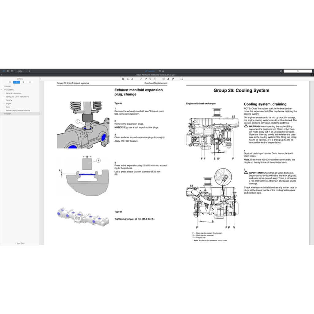 VOLVO PENTA DIESEL ENGINE D SERIES ( D3 D4 D6 D9 D12 D13 D16) SERVICE REPAIR WORKSHOP MANUAL