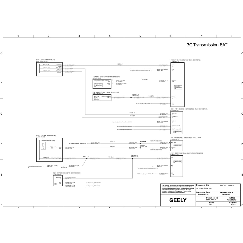 GEELY XINGYUE L / MONJAR0 KX11 (2022+) SERVICE WORKSHOP MANUAL