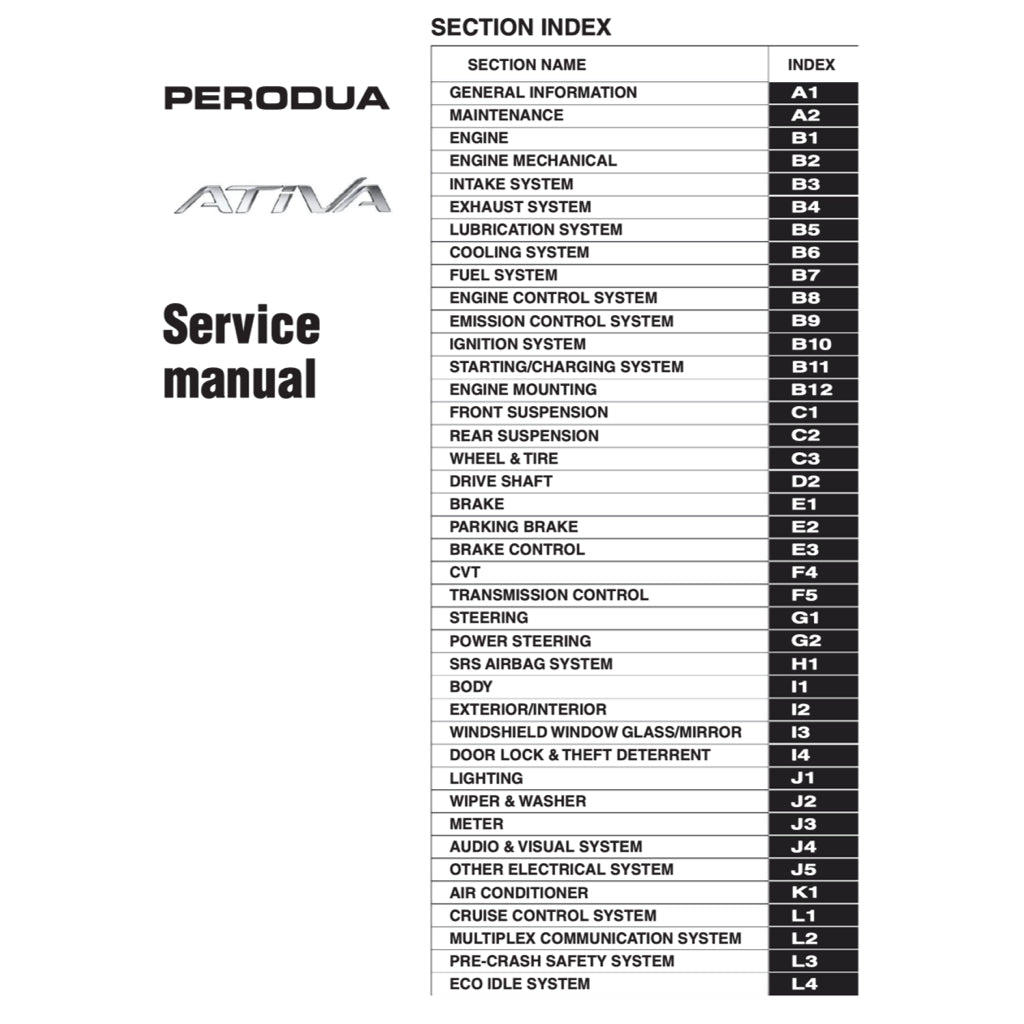 PERODUA ATIVA A270 (2021+) SERVICE WORKSHOP MANUAL