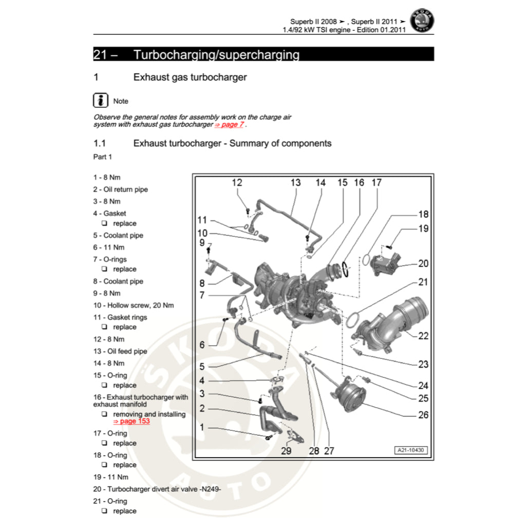 SKODA SUPERB B6 (2005-2014) SERVICE WORKSHOP MANUAL