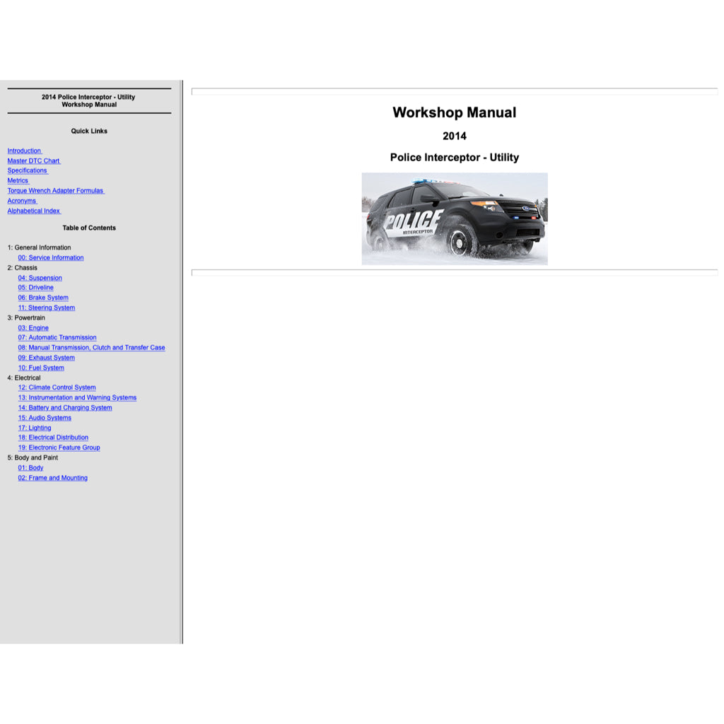 FORD POLICE INTERCEPTOR UTILITY (2014-2020) SERVICE WORKSHOP MANUAL