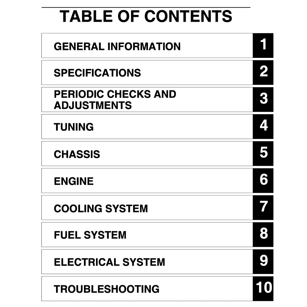 YAMAHA WR250 (2001-2022) SERVICE WORKSHOP MANUAL