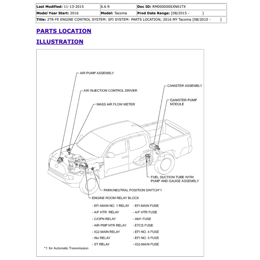 TOYOTA TACOMA N300 (2015-2023) SERVICE WORKSHOP MANUAL