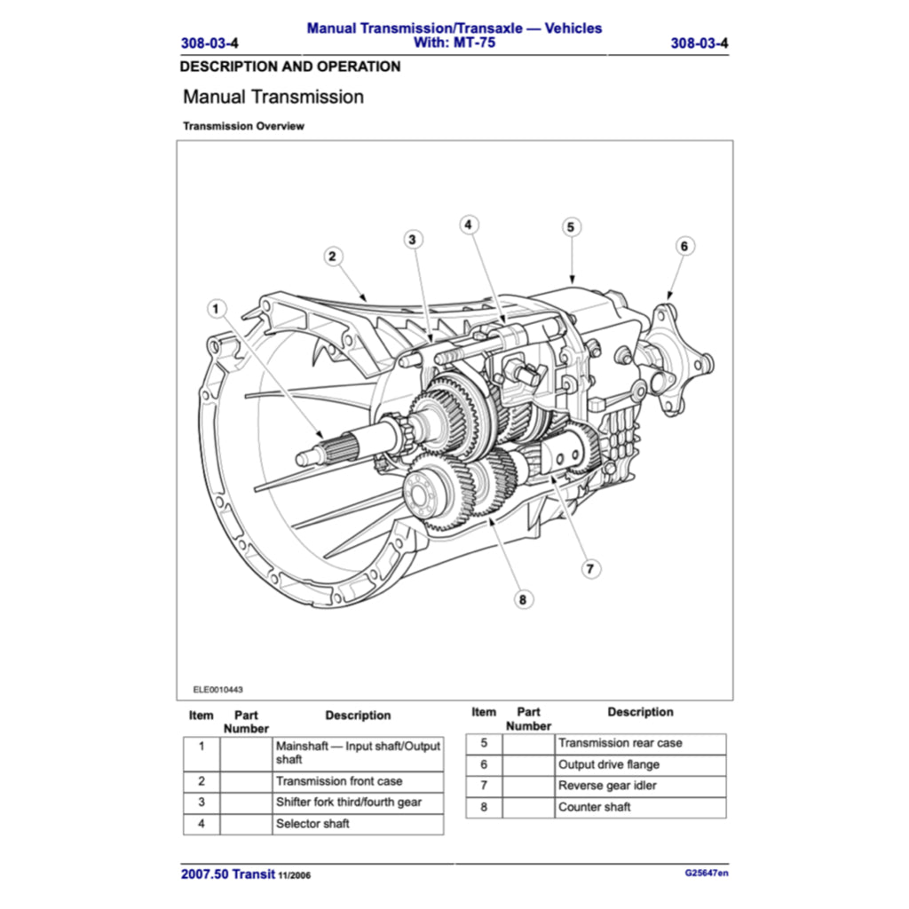 FORD TRANSIT III VM (2006-2013) SERVICE WORKSHOP MANUAL