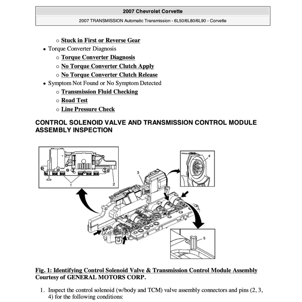 CHEVROLET CORVETTE C6 / Z06 (2005-2013) SERVICE WORKSHOP MANUAL