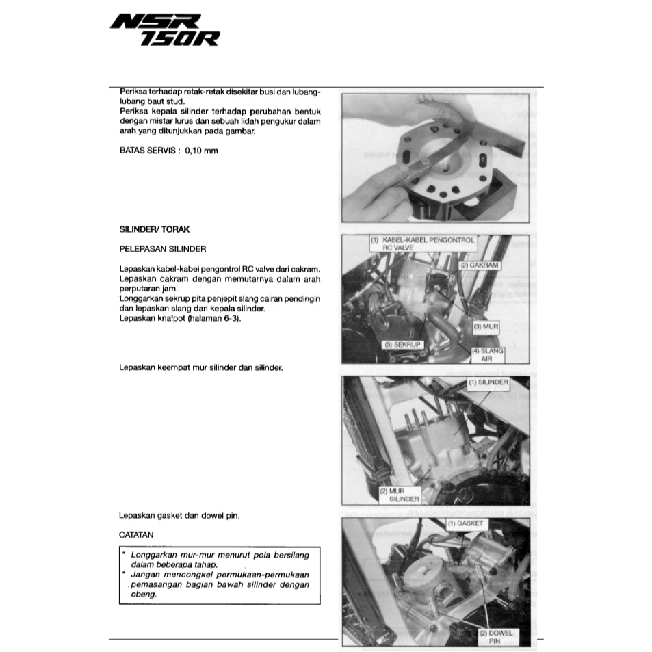 HONDA NSR150R NSR150 R NSR 150R (1995-1997) SERVICE WORKSHOP MANUAL+ PARTS CATALOGUE- BAHASA INDONESIA