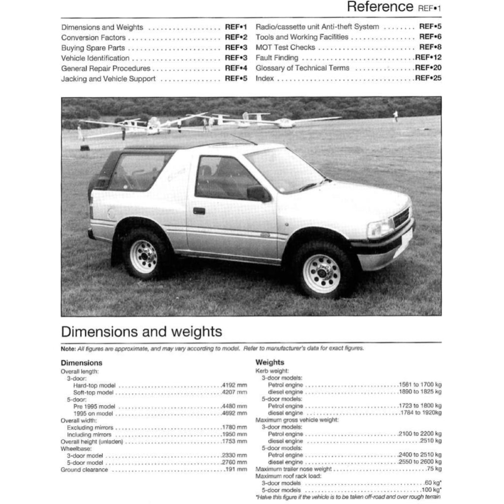 OPEL FRONTERA MK1 (1991-1998) SERVICE & REPAIR MANUAL