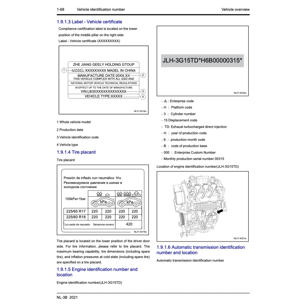 GEELY BOYUE / ATLAS PRO NL-3B (2021-2024) SERVICE WORKSHOP MANUAL