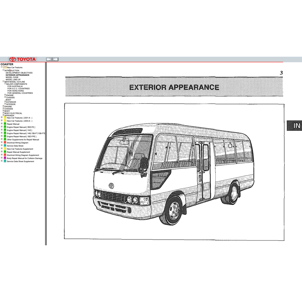 TOYOTA COASTER (1993-2016) SERVICE WORKSHOP MANUAL
